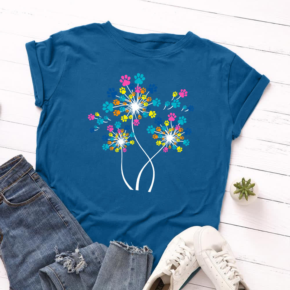 Kreatives Löwenzahn-Kurzarm-T-Shirt in Übergröße - Königsblau - 5XL - image 5