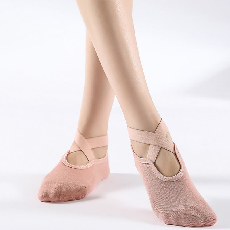 Rutschfeste Bodensocken aus Baumwolle mit gekreuzten Riemen (6 Paar)