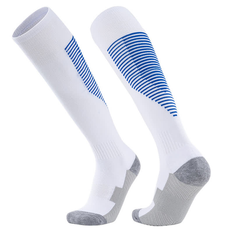 Gestreifte, schweißabsorbierende, kniehohe Sport-Fußballsocken (5 Paar)