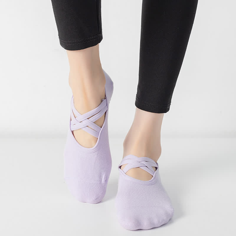 Einfarbige, rutschfeste Yoga-Fitnesssocken (5 Paar)