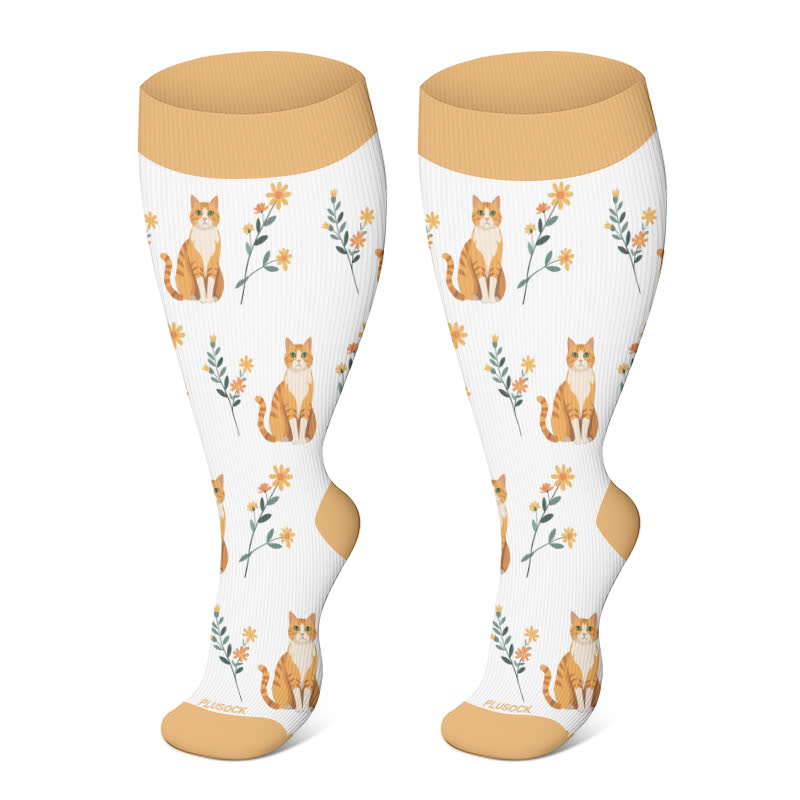 Kompressionsstrümpfe mit Katzenblumenmuster in Übergröße (3 Paar) - image 3