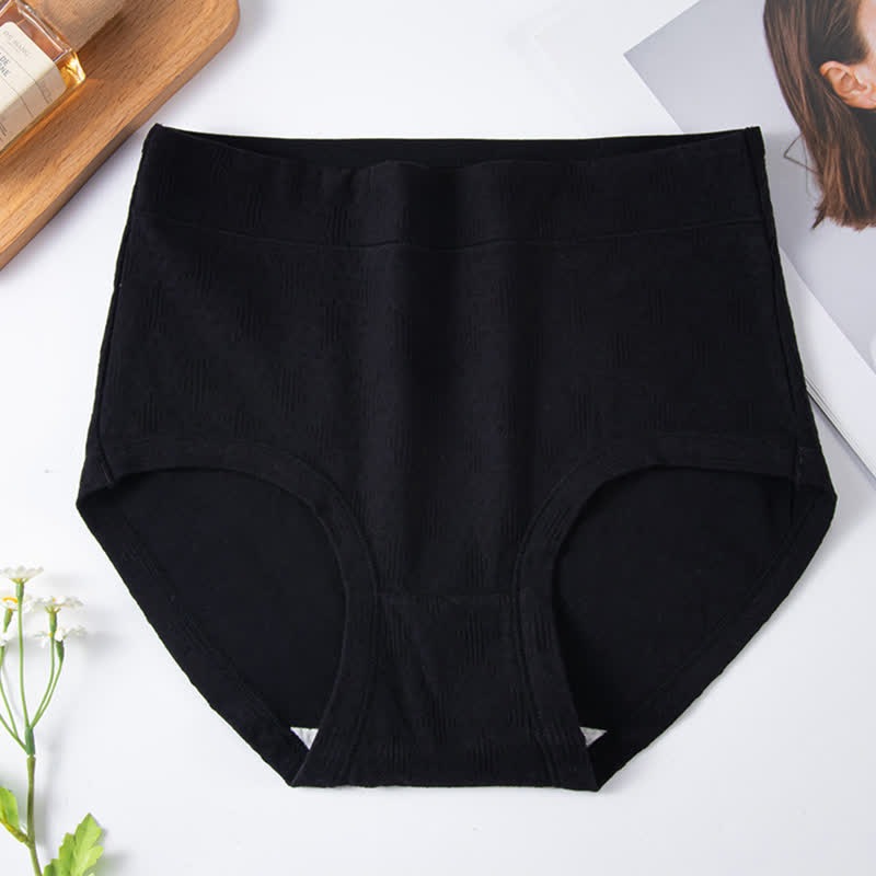 Einfarbige, einfache Baumwoll-Slips mit hoher Taille (3er-Pack) - Schwarz - 6XL - image 12