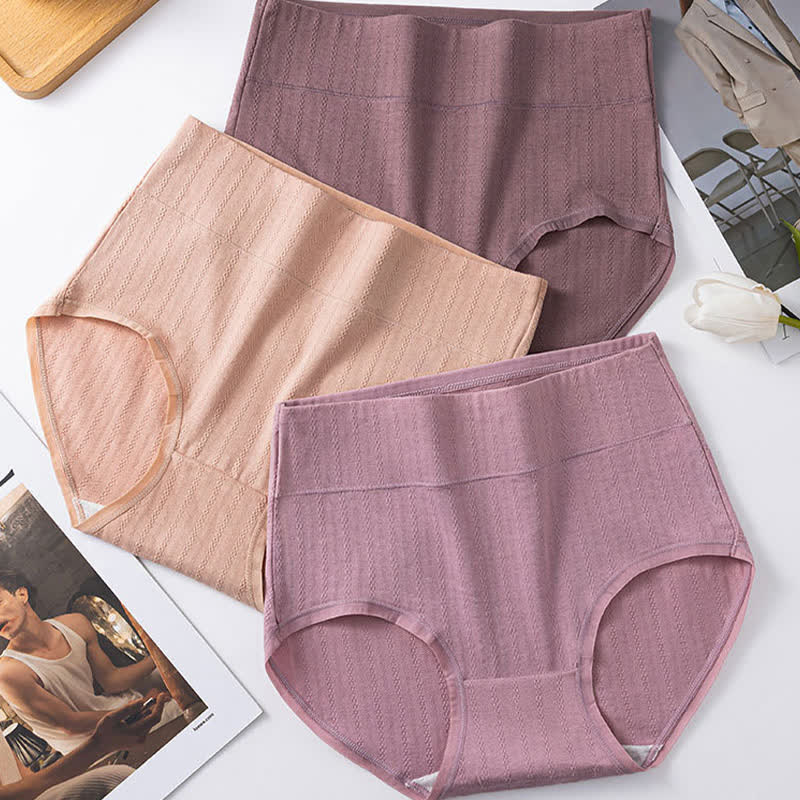 Bequeme Höschen aus reiner Baumwolle mit hoher Taille, einfarbig (3er-Pack)