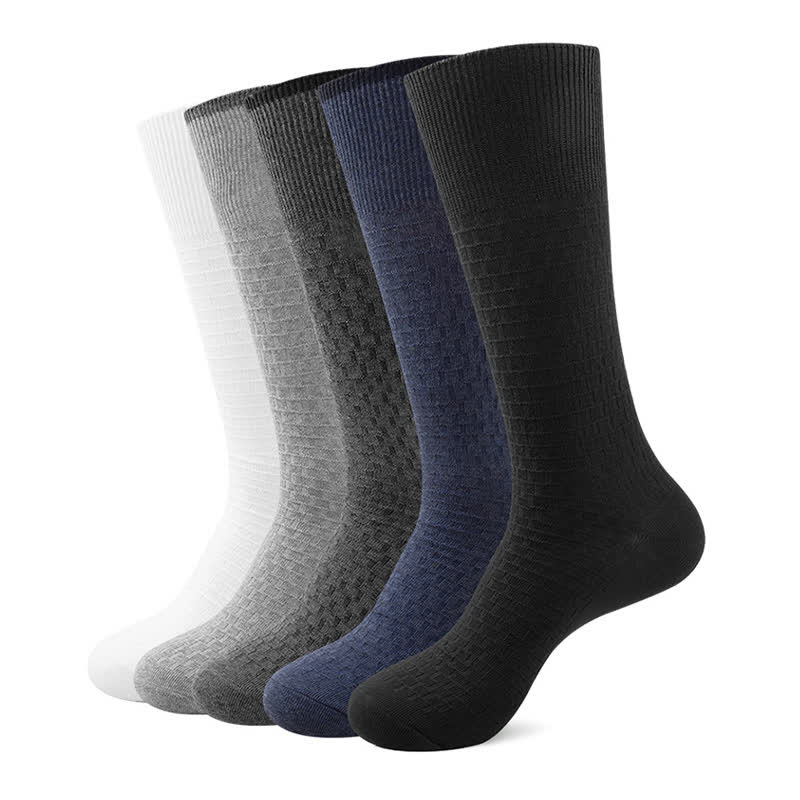 Einfarbige Waffelsocken aus Baumwolle (5 Paar)