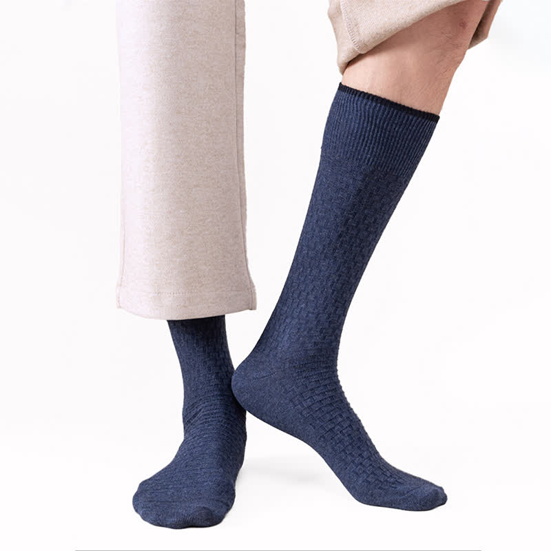 Einfarbige Waffelsocken aus Baumwolle (5 Paar)