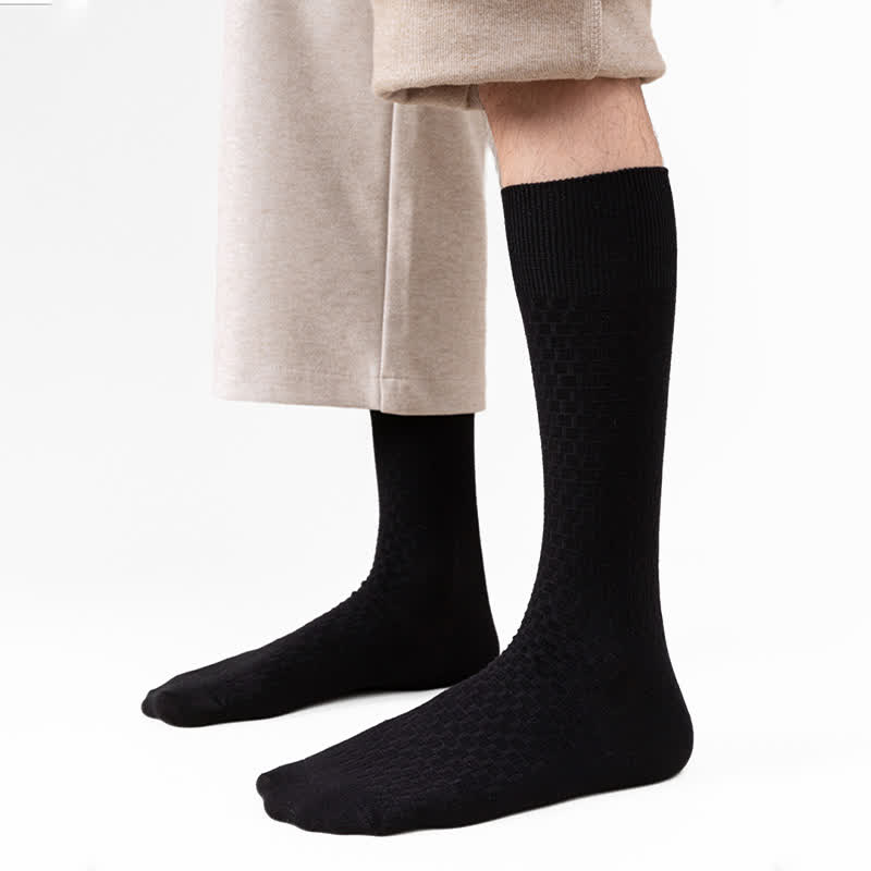Einfarbige Waffelsocken aus Baumwolle (5 Paar)