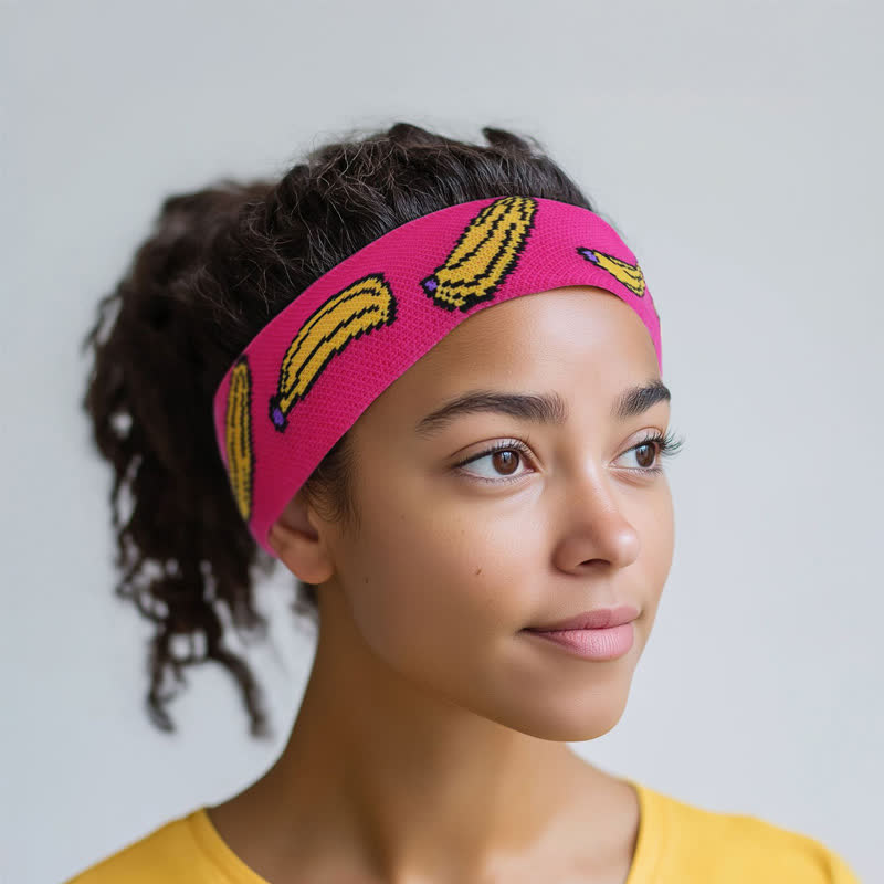 Schweißabsorbierendes Sport-Stirnband mit Bananen-Print