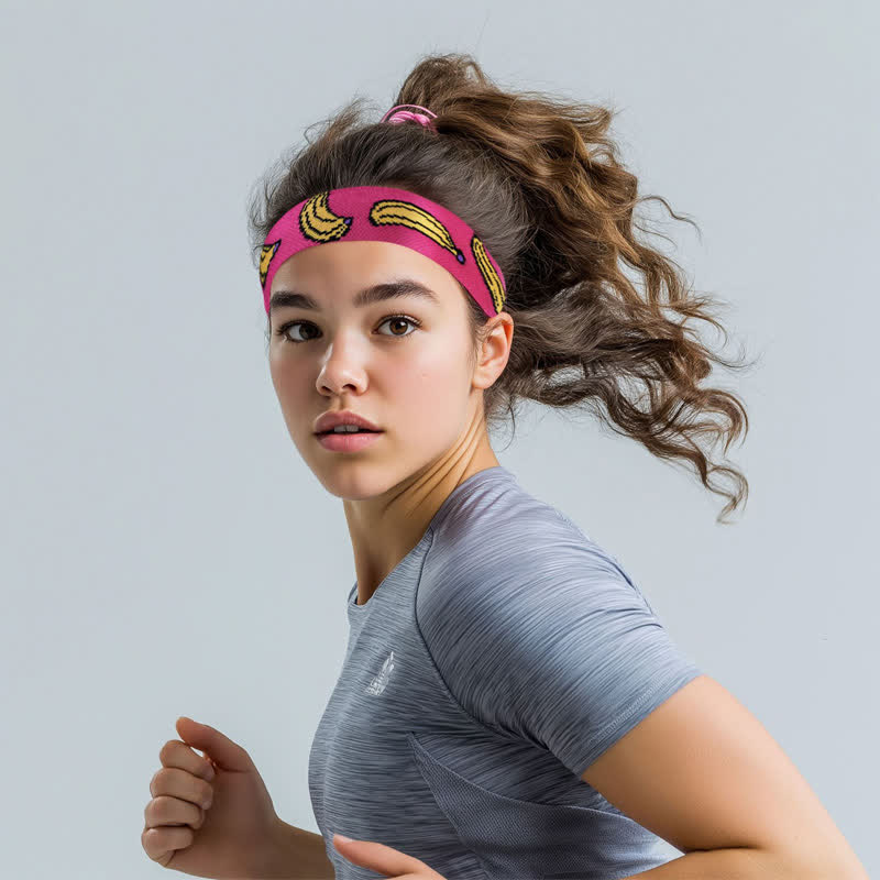 Schweißabsorbierendes Sport-Stirnband mit Bananen-Print