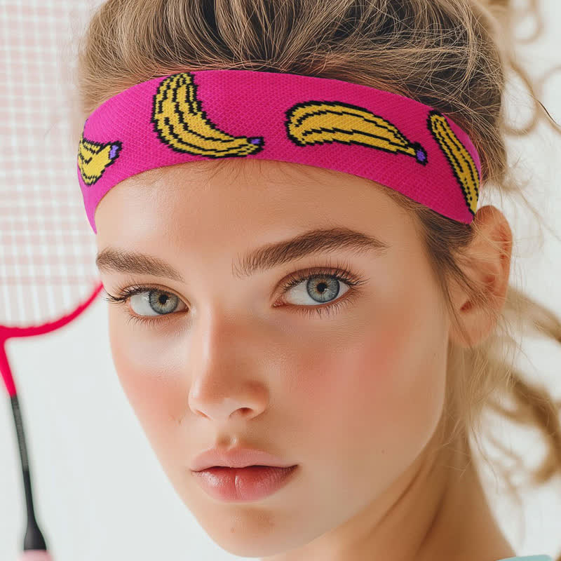 Schweißabsorbierendes Sport-Stirnband mit Bananen-Print