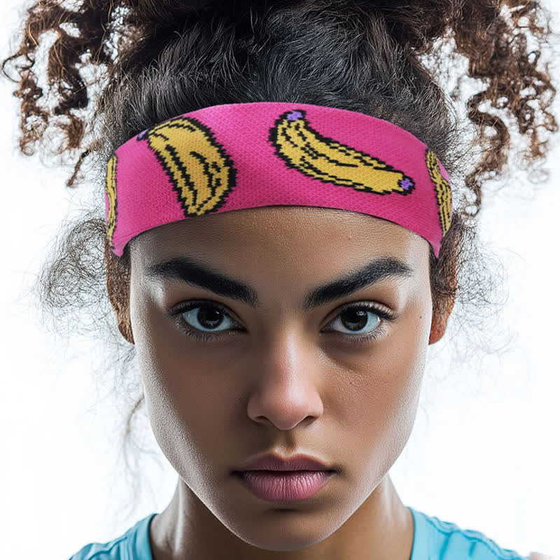 Schweißabsorbierendes Sport-Stirnband mit Bananen-Print