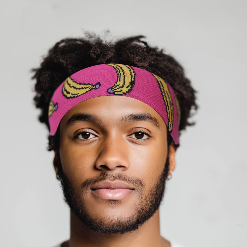 Schweißabsorbierendes Sport-Stirnband mit Bananen-Print