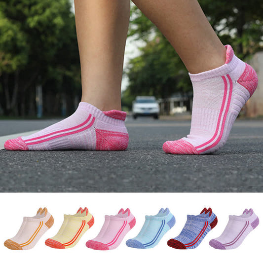 Bunt gestreifte, schweißableitende, atmungsaktive Baumwollsocken (6 Paar)