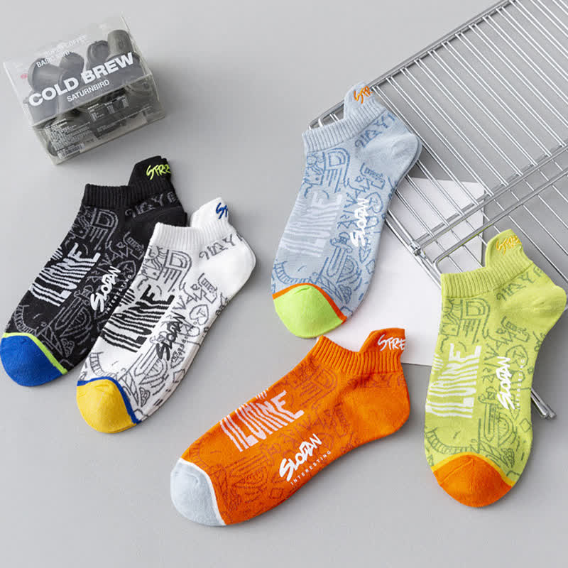 Atmungsaktive Baumwollsocken mit künstlerischem Muster (5 Paar)