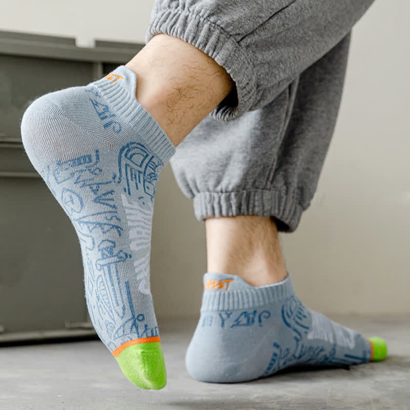 Atmungsaktive Baumwollsocken mit künstlerischem Muster (5 Paar)