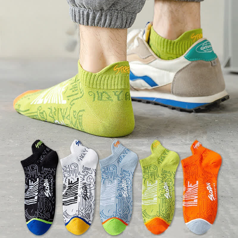 Atmungsaktive Baumwollsocken mit künstlerischem Muster (5 Paar)