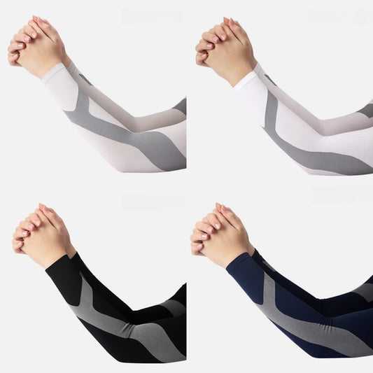 Sonnenschutzärmel mit Y-Streifen für Outdoor-Sportarten (4 Paar)