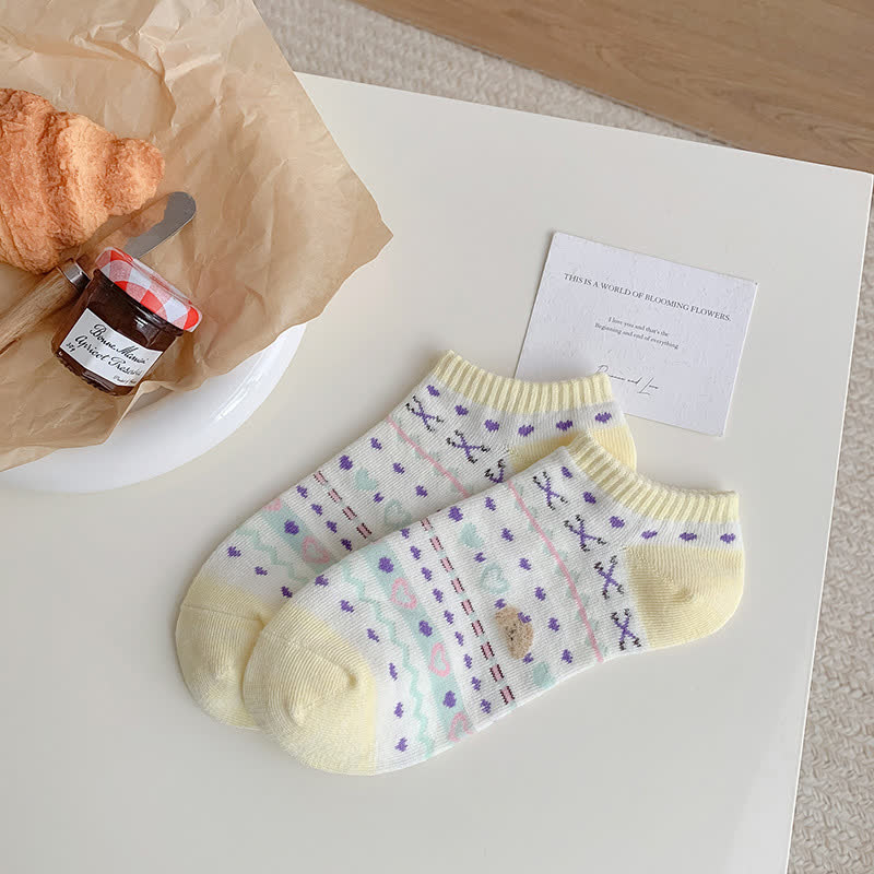 Füßlinge mit Herz-Bär-Streifen (5 Paar)