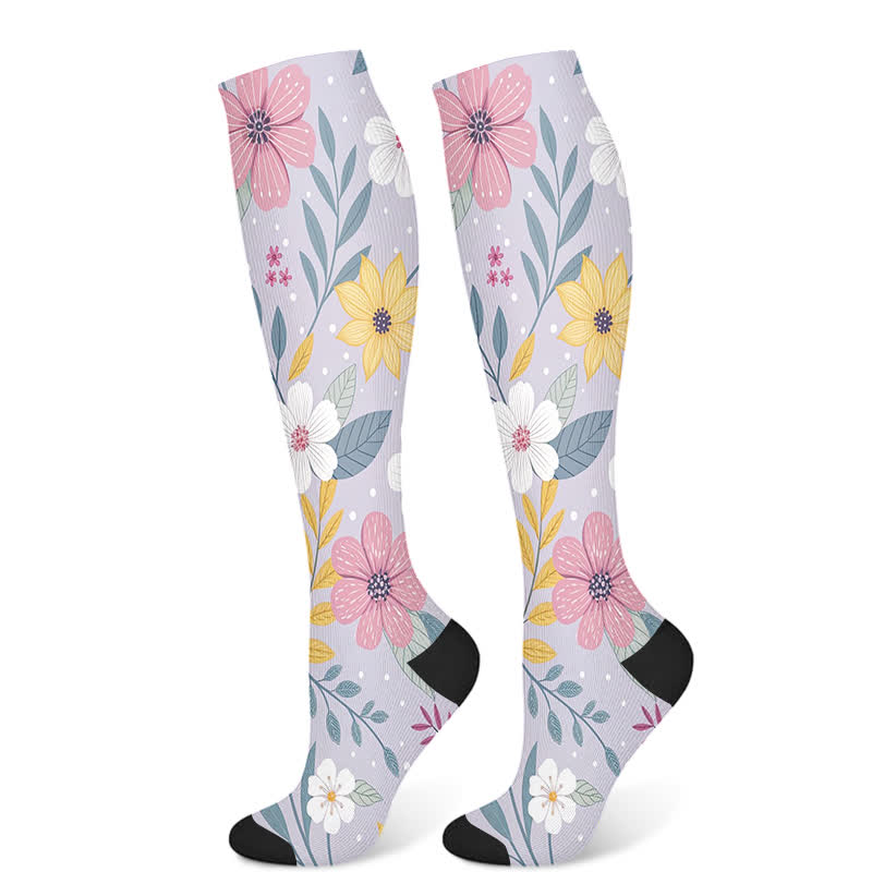 Kompressionsstrümpfe mit Katzen- und Schmetterlingsmotiv (3 Paar) - Blumenmuster (1 Paar) - S/M - image 8