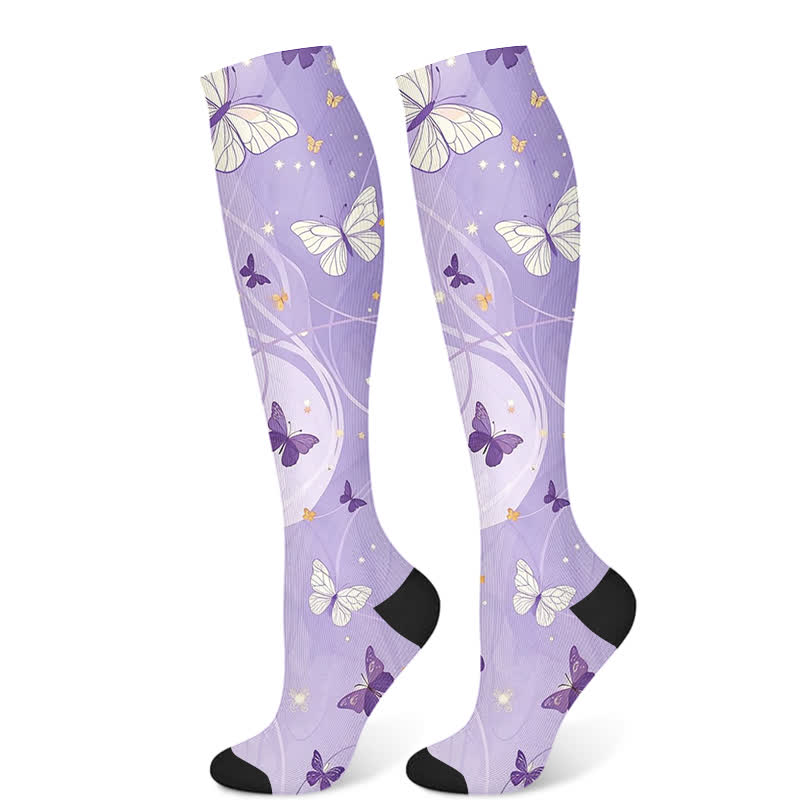 Kompressionsstrümpfe mit Katzen- und Schmetterlingsmotiv (3 Paar) - Schmetterling (1 Paar) - S/M - image 7