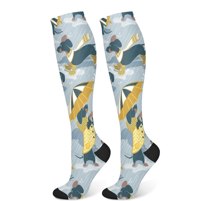 Kompressionsstrümpfe mit Hundedruck (3 Paar) - Blau (1 Paar) - S/M - image 8