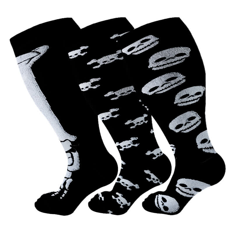 Kompressionsstrümpfe mit Totenkopf-Print in Übergröße (3 Paar) - Mehrfarbig - 4XL - image 6