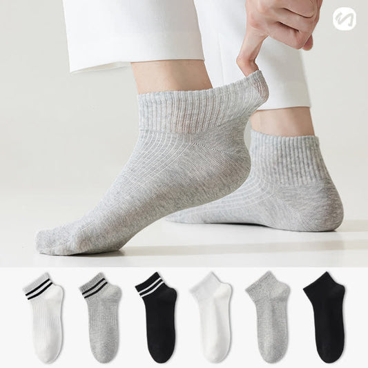 Gestreifte, dünne, atmungsaktive Sportsocken aus Baumwolle (6 Paar)