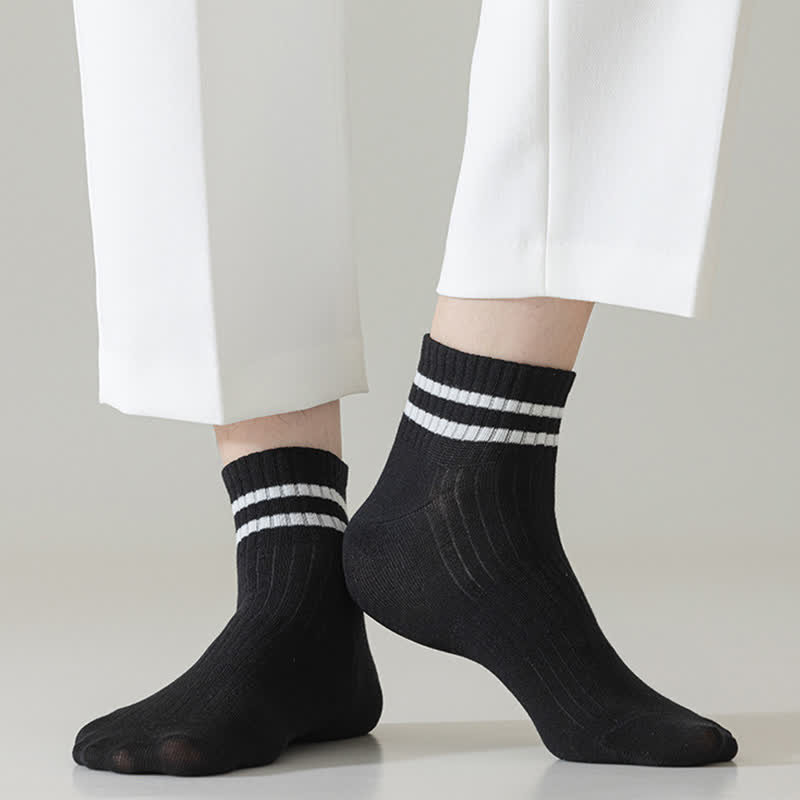 Gestreifte, dünne, atmungsaktive Sportsocken aus Baumwolle (6 Paar)