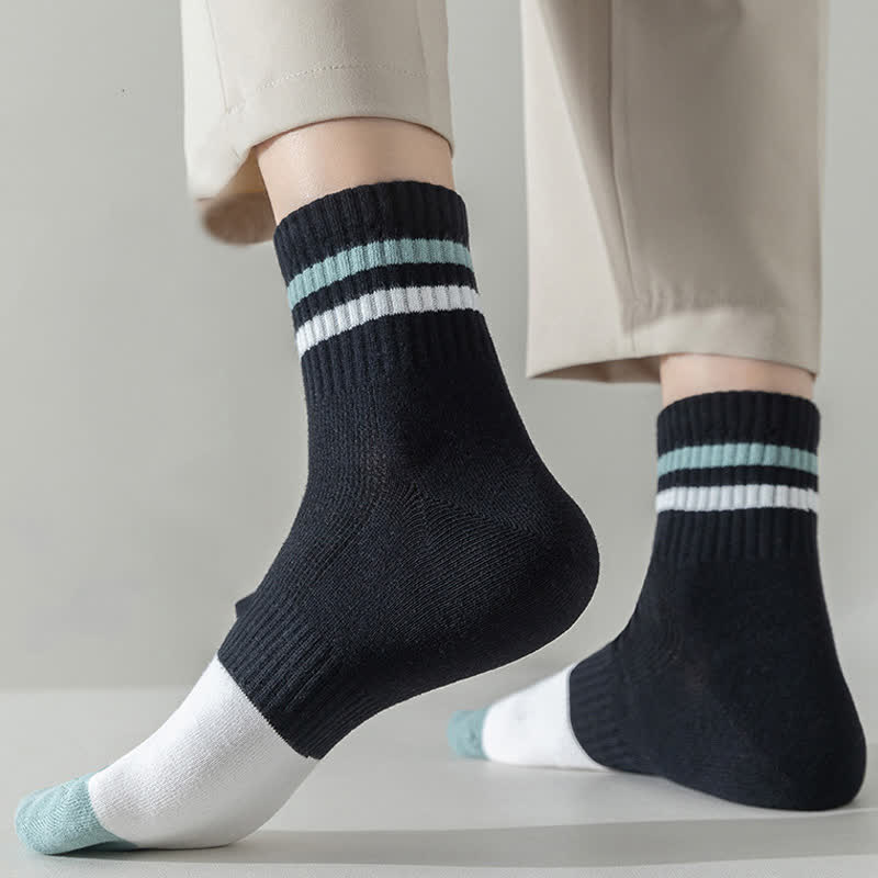 Gestreifte Viertelsocken aus Baumwolle in Übergröße (5 Paar)