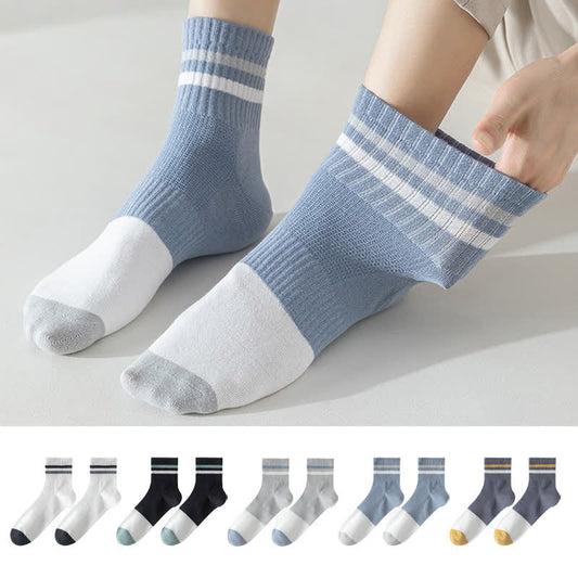 Gestreifte Viertelsocken aus Baumwolle in Übergröße (5 Paar)