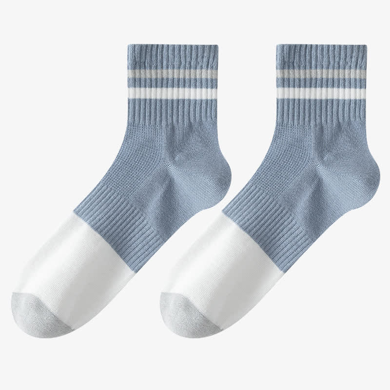 Gestreifte Viertelsocken aus Baumwolle in Übergröße (5 Paar)