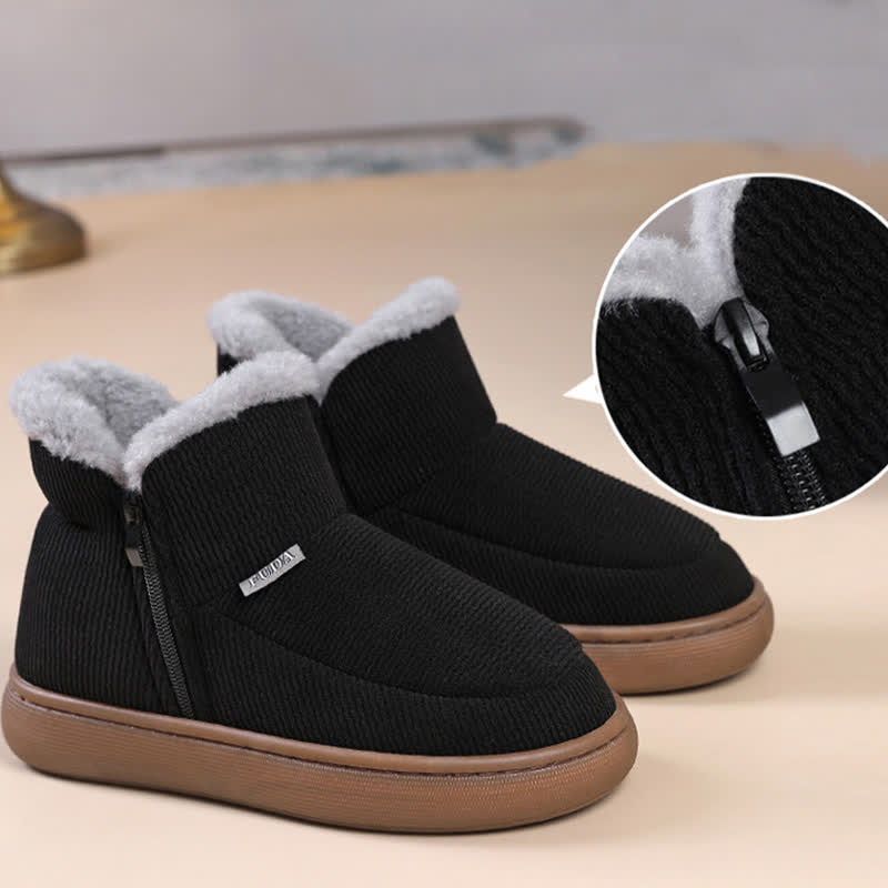 Plus Size Reißverschluss Einfarbig Warme Hausschuhe - image 1