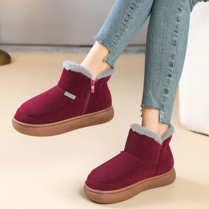 Plus Size Reißverschluss Einfarbig Warme Hausschuhe - Rot - EU41-42 (US7,5-8,5) - image 0