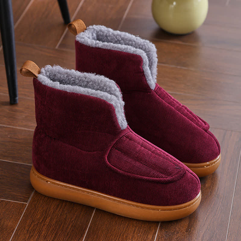 Einfarbige warme Hausschuhe mit Klettverschluss in Übergröße - Wein - EU40-41 (US7-7,5) - image 4
