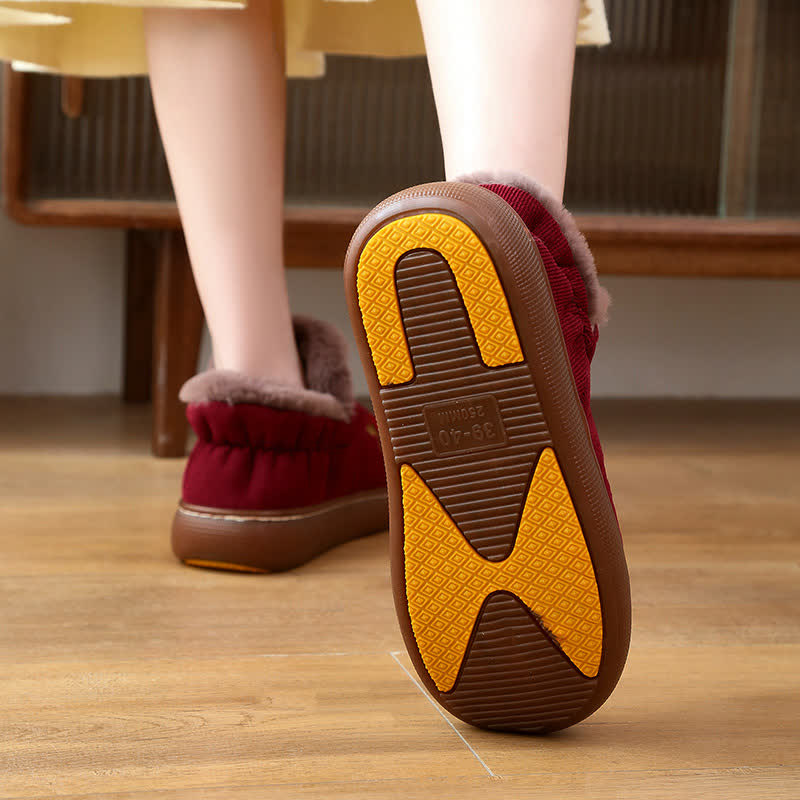 Rutschfeste warme Hausschuhe mit Blumenstickerei - image 5