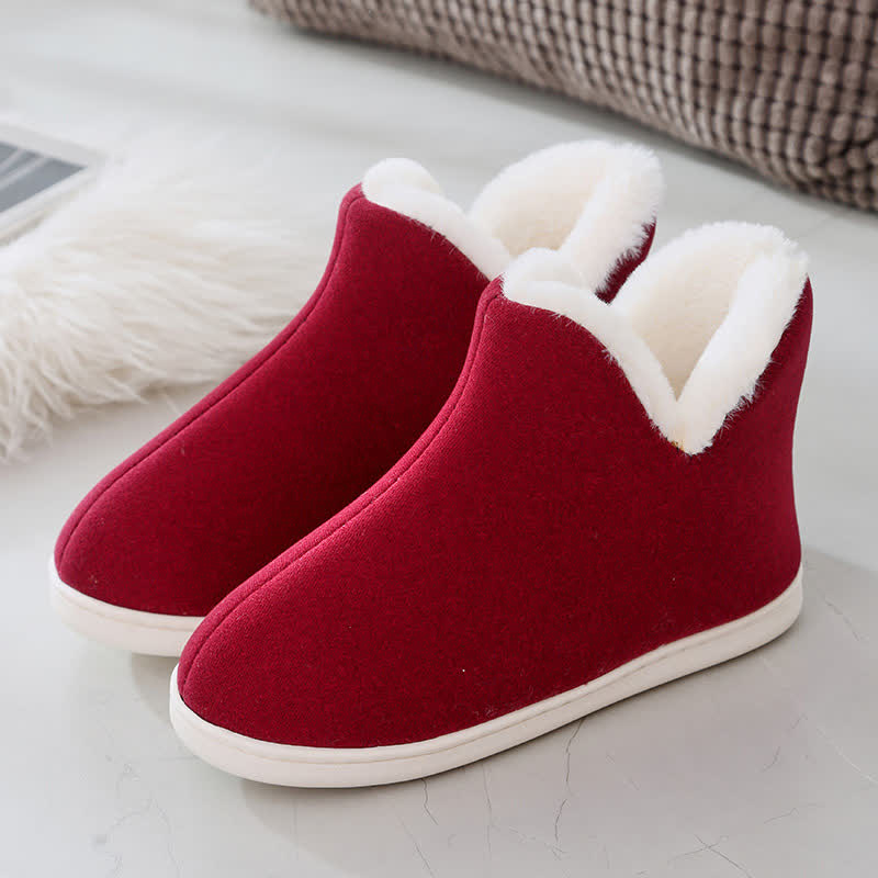 Einfarbige, hohe, warme Hausschuhe - Rot - EU39-40 (US6-7) - image 8