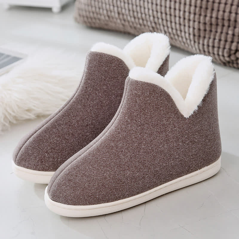 Einfarbige, hohe, warme Hausschuhe - Grau - EU45-46 (US11-12) - image 16