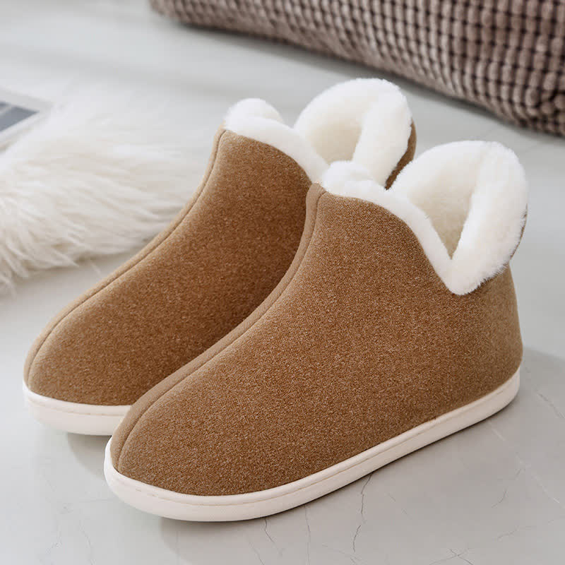 Einfarbige, hohe, warme Hausschuhe - Braun - EU45-46 (US11-12) - image 18