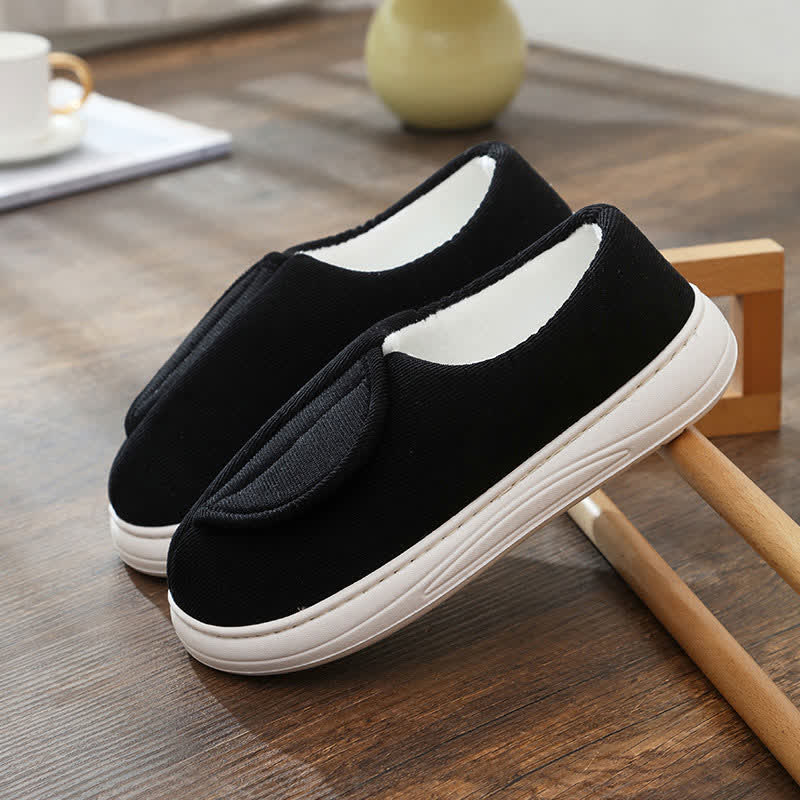 Rutschfeste, warme Hausschuhe mit Klettverschluss in Übergröße - Schwarz - EU46-47 (US12-12,5) - image 10