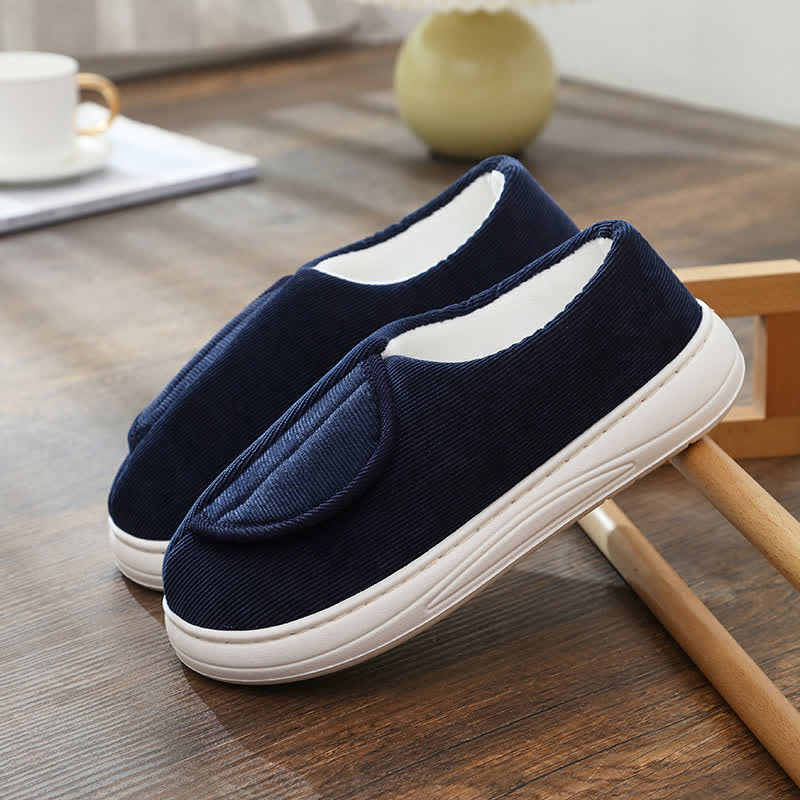 Rutschfeste, warme Hausschuhe mit Klettverschluss in Übergröße - Blau - EU46-47 (US12-12,5) - image 7