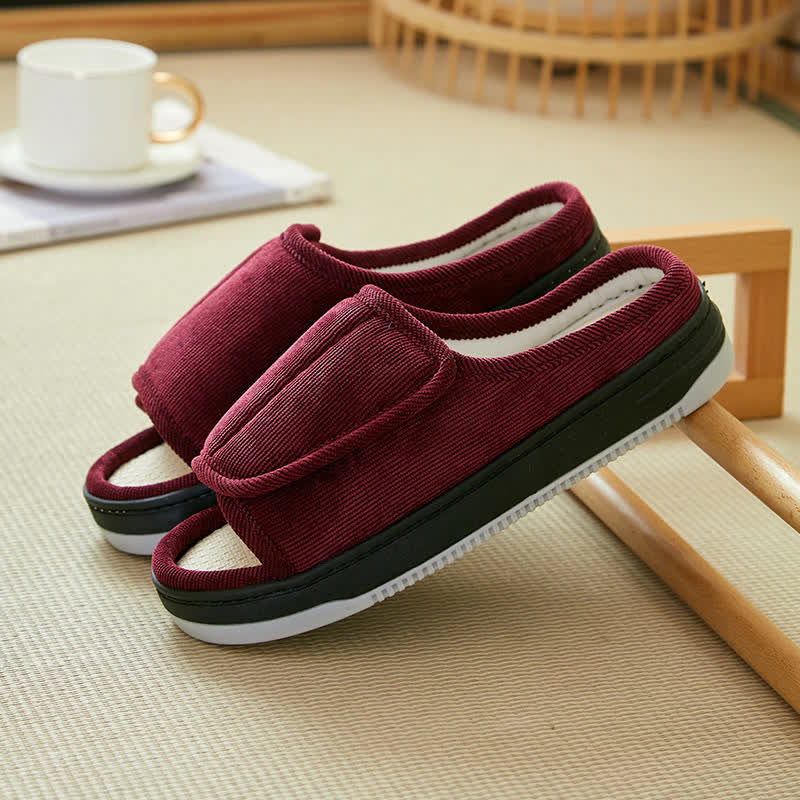 Leicht anzuziehende, rutschfeste Hausschuhe mit Klettverschluss in Übergröße - Wein - EU41-42 (US7,5-8,5) - image 6