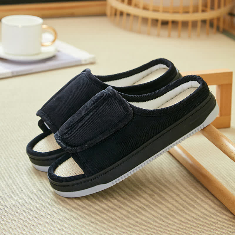 Leicht anzuziehende, rutschfeste Hausschuhe mit Klettverschluss in Übergröße - Schwarz - EU46-47 (US12-12,5) - image 14