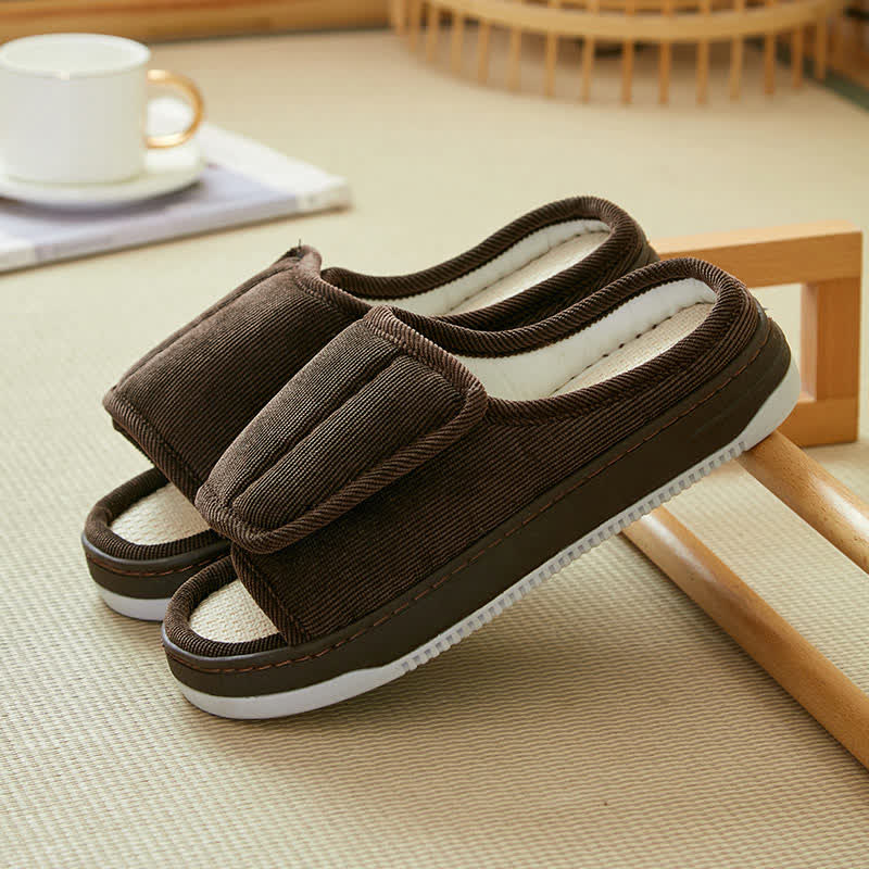 Leicht anzuziehende, rutschfeste Hausschuhe mit Klettverschluss in Übergröße - Braun - EU46-47 (US12-12,5) - image 7