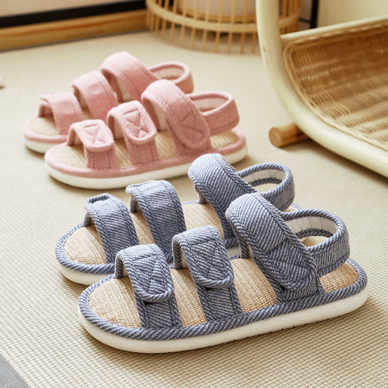 Atmungsaktive Leinenpantoffeln mit Klettverschluss in Übergröße - image 5