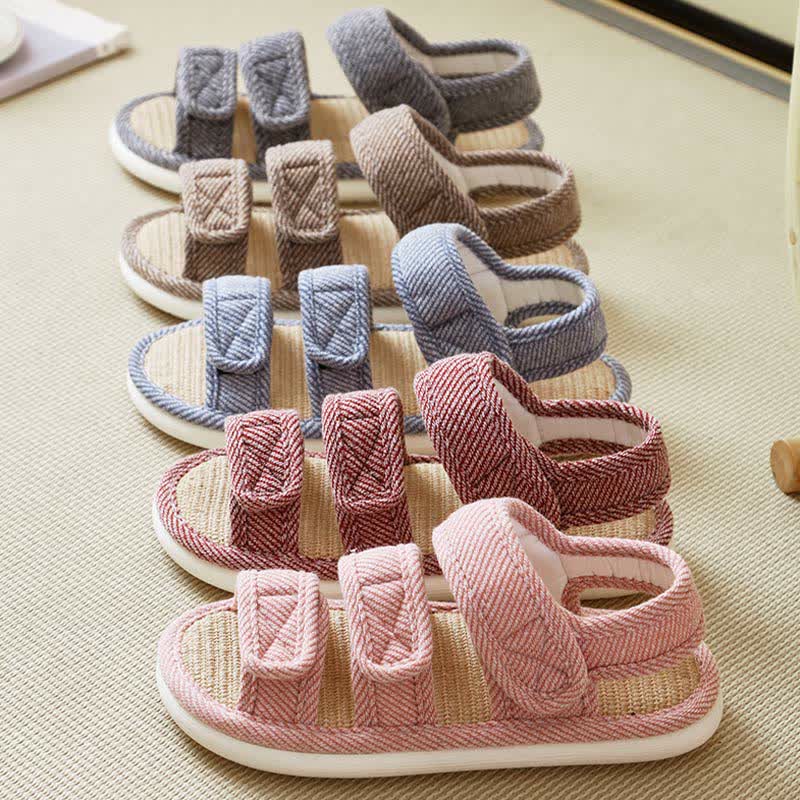 Atmungsaktive Leinenpantoffeln mit Klettverschluss in Übergröße - image 4