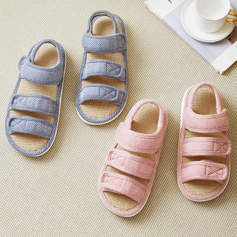 Atmungsaktive Leinenpantoffeln mit Klettverschluss in Übergröße - image 6