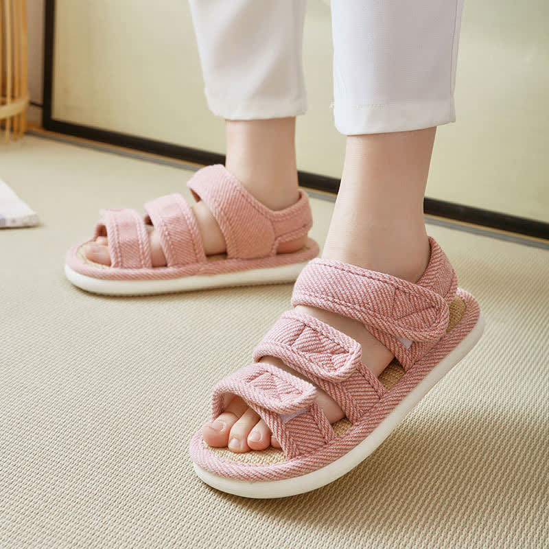 Atmungsaktive Leinenpantoffeln mit Klettverschluss in Übergröße - image 10