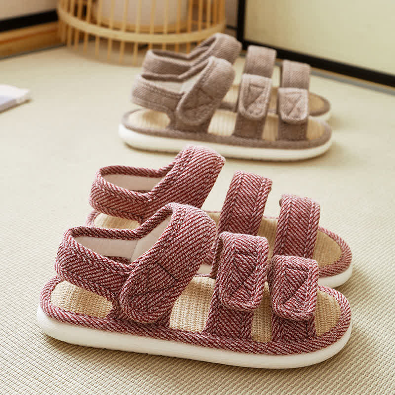 Atmungsaktive Leinenpantoffeln mit Klettverschluss in Übergröße - image 8