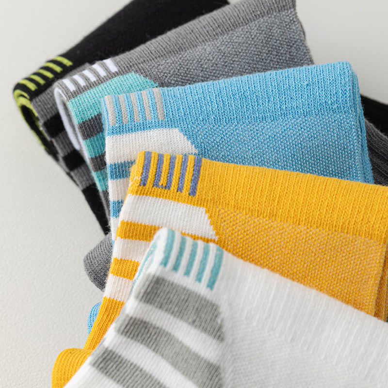 Dünne, gestreifte, schweißableitende Mesh-Knöchelkompressionssocken (5 Paar)