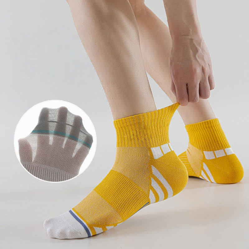 Dünne, gestreifte, schweißableitende Mesh-Knöchelkompressionssocken (5 Paar)