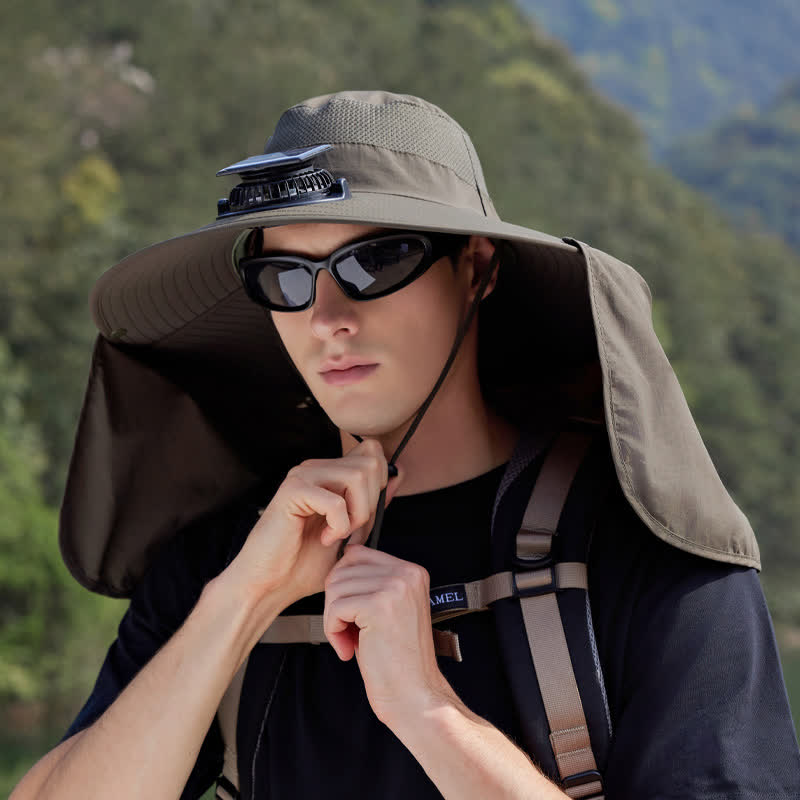 Wiederaufladbarer Outdoor-Fan-Bucket-Hut mit Nackenklappe (2 Packungen) - Armeegrün - Einheitsgröße - image 7